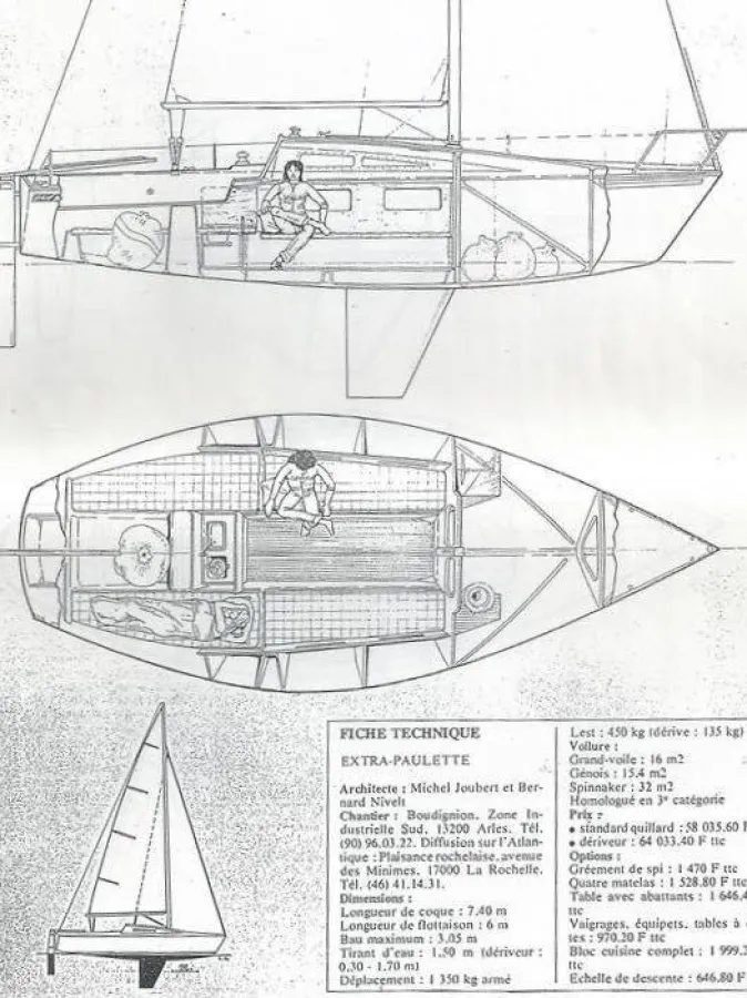 Polyester Sailboat Michel Joubert Quarter Ton Class