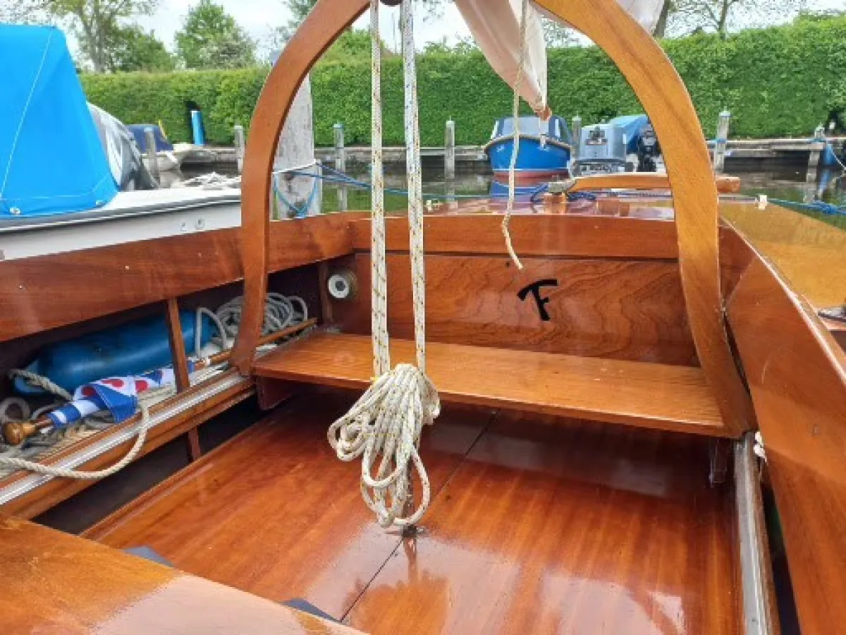 Wood Open zeilboot Flytour Gaffel Getuigd