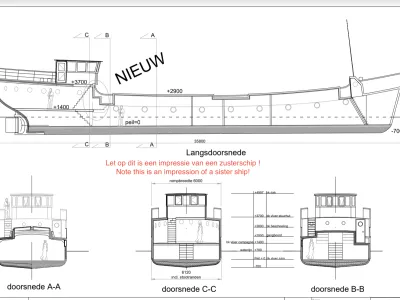 Staal Werkboot Coaster Woonschip - Werkschip Foto 2