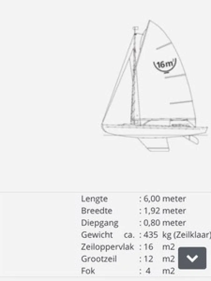 Wood Open zeilboot 16m2 Open Zeilboot