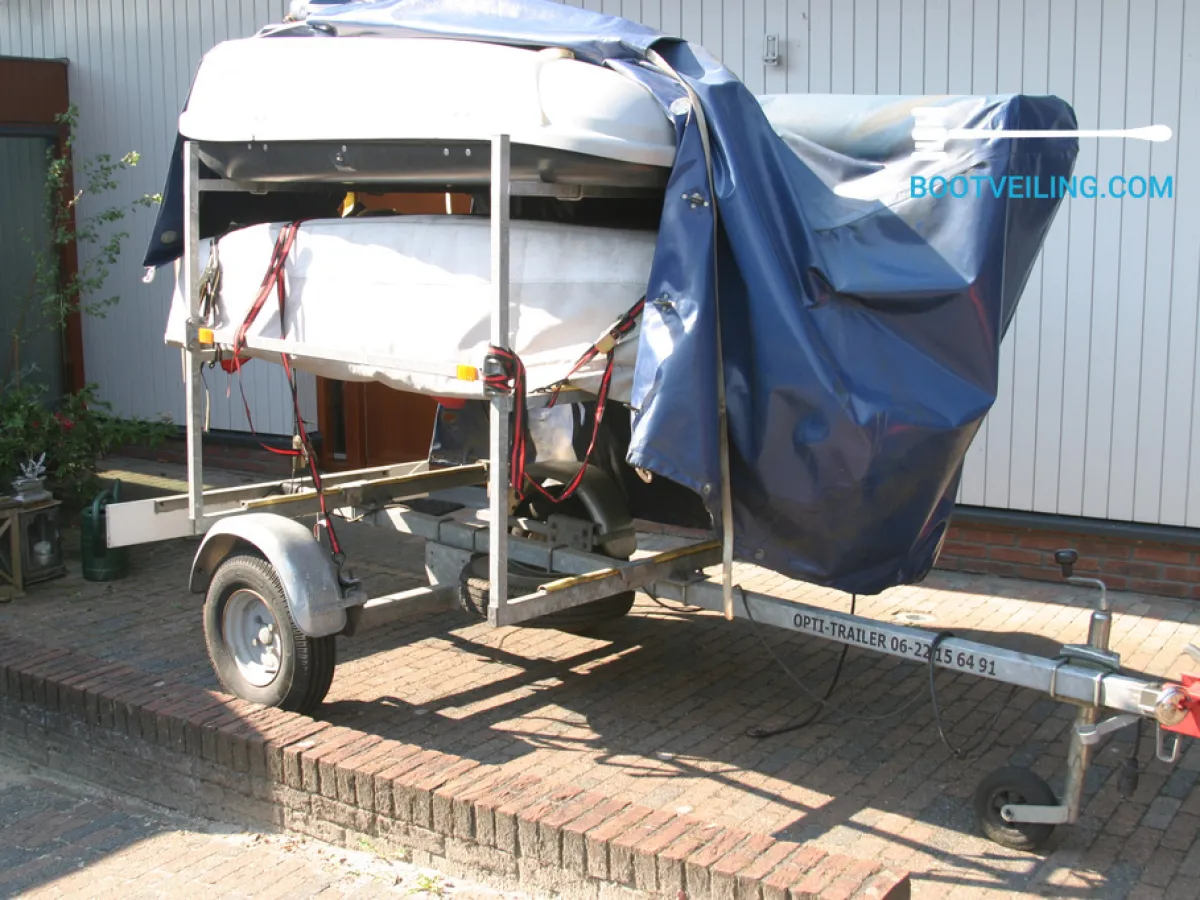 Polyester Open zeilboot Optimist 2x, + Trailer