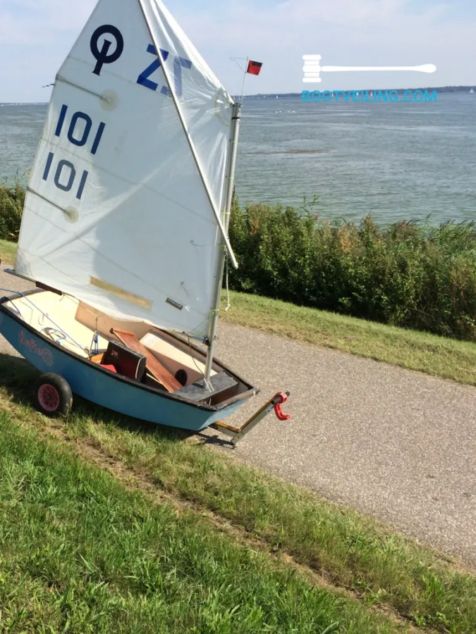 Polyester Open zeilboot Optimist 2x, + Trailer