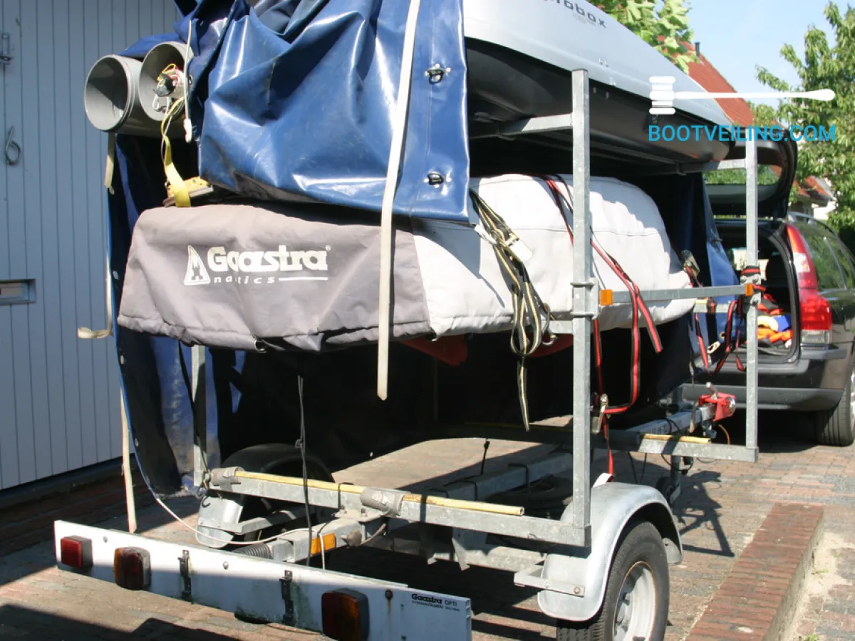 Polyester Open zeilboot Optimist 2x, + Trailer