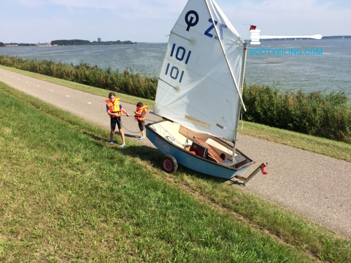 Polyester Open zeilboot Optimist 2x, + Trailer